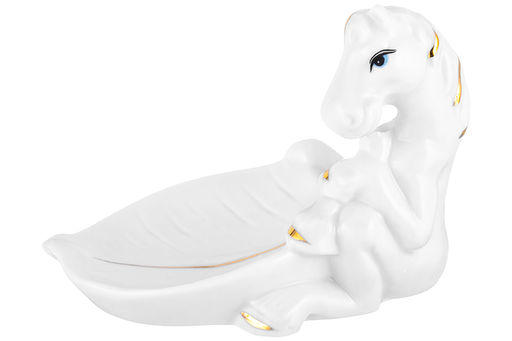 Подставка для украшений 8,5*6*6,5 см Лошадь белая с золотом, фарфор - Elan gallery фото 4
