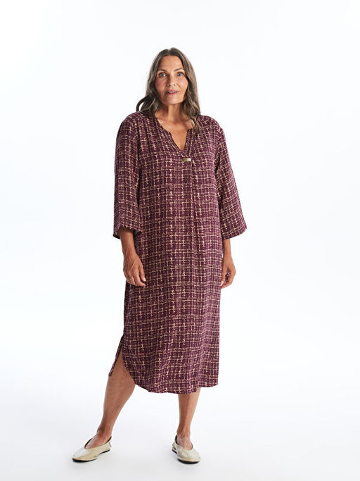 Ka??k Yaka Desenli Elbise