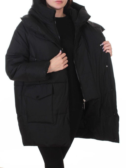 Z24-830 BLACK Куртка зимняя женская оверсайз (200 гр. тинсулейт)