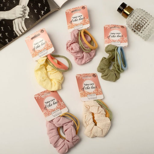 Резинки для волос QF «Эмилия», набор 3 шт., жатка, МИКС