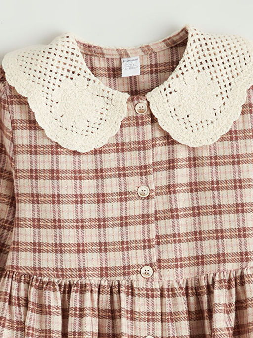 Bebe Yaka Ekose K?z ?ocuk Elbise