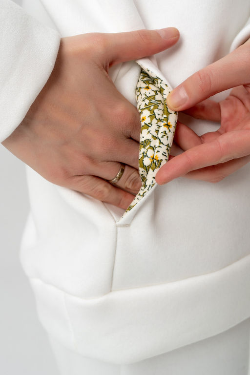 Свитшот из мягкого хлопкового футера с начёсом, молочный - Solo mio фото 7