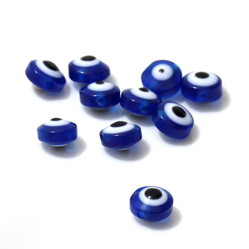 Цена за 4 шт. Бусина Глаз плоский, d=7 мм (набор 10 шт.), синяя