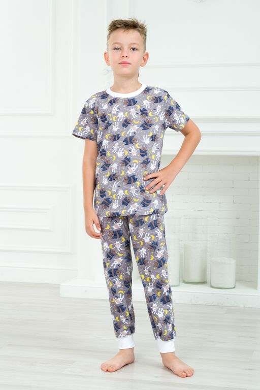 Пижама детская из футболки и брюк из кулирки Мишки
