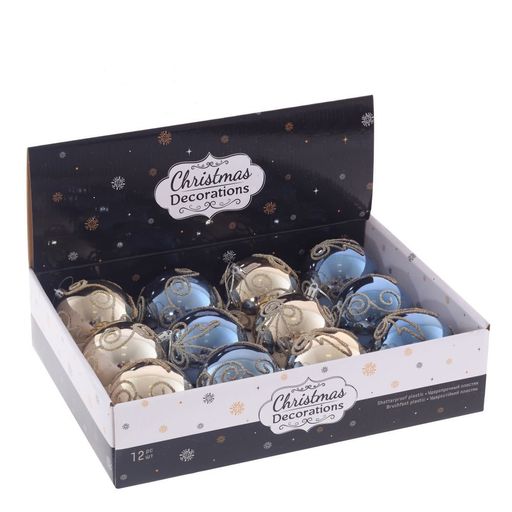 Набор из 12шт Украшение новогоднее "Шар", D 8 см, L35,5 W27 H9 см