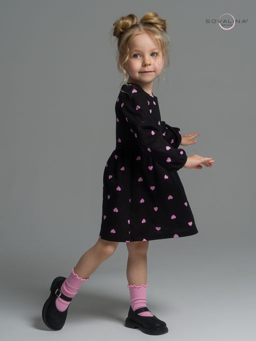 Платье Моана розовые сердечки на черном - Sovalina фото 15