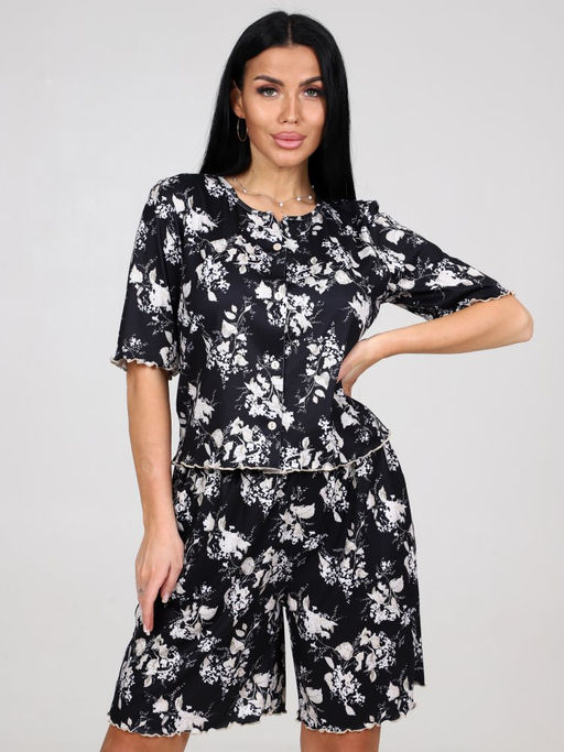 429 ДОМАШНИЙ КОСТЮМ ЖЕНСКИЙ (шорты) (Черный) - А-дина фото 2