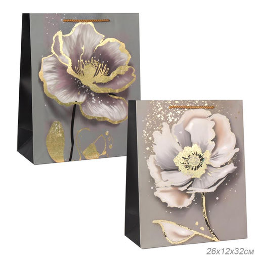 Цена за 12 шт. Пакет подарочный 26x32x12см Цветы / 5354L /уп 12/384/ - ГалеонТрейд фото 7