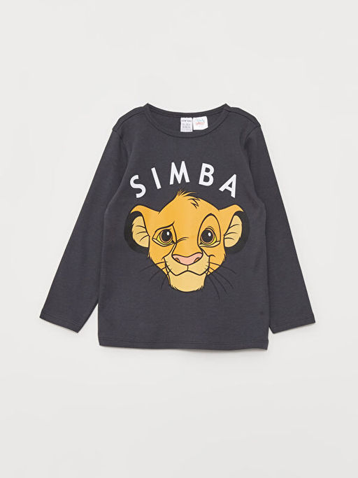 Bisiklet Yaka Uzun Kollu Aslan Kral Bask?l? Erkek Bebek Pijama Tak?m? - Waikiki фото 2