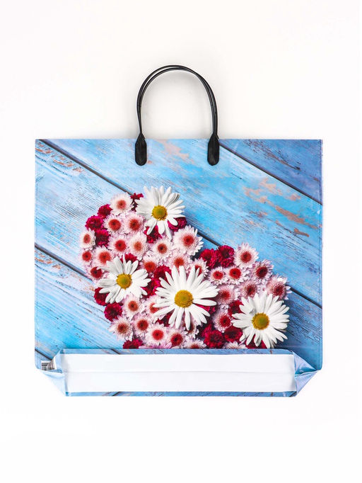 Цена за 10 шт. Пакет Ассорти цветы, полиэтиленовый с пластиковой ручкой, МИКС 100 мкм 38?35 см