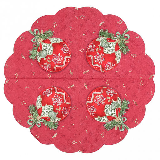 Салфетки бумажные "Art Bouquet Rondo" д32см, 3-х слойные, 12 штук в упаковке, 100% целлюлоза, "Музыкальный шар на бордовом" (Россия)