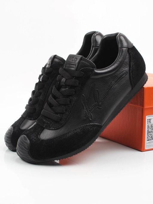 03-A885-1 BLACK Кроссовки женские (натуральная кожа, натуральная замша)