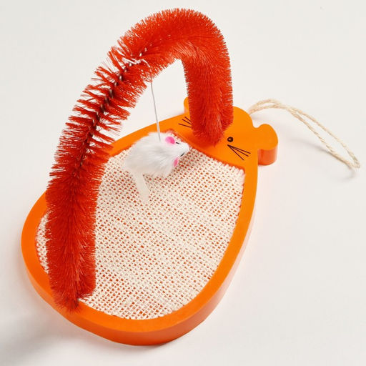 Комплекс для кошек с сизалевой когтеточкой, аркой-чесалкой и мышкой, коричневый - Пижон фото 3