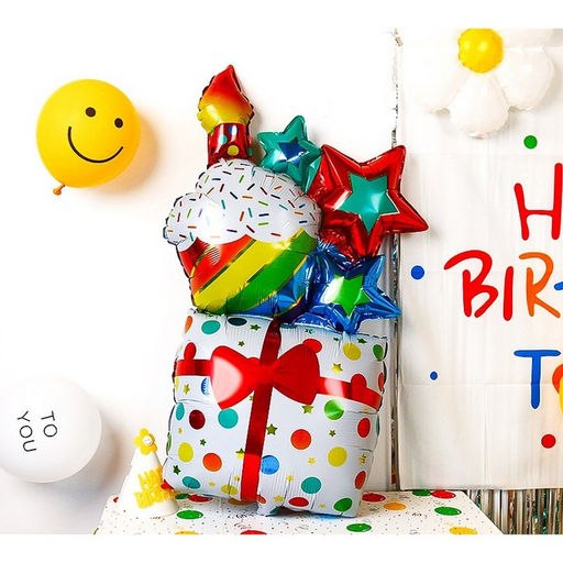 Воздушный шар фольгированный 40" «Подарок со звёздами», фигура
