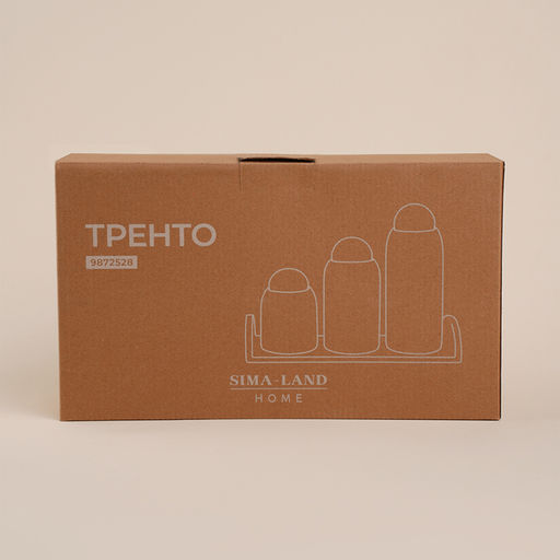 Банки для сыпучих SL Home Тренто, 450/700/900 мл, набор 3 шт., на деревянной подставке, фарфор, белые - Sima-land home фото 5