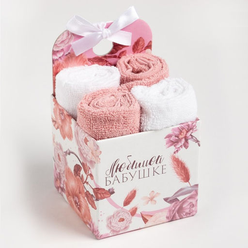 Набор махровых полотенец Этель Бабушке 30х30 см-4шт, 100% хлопок 340 гр/м2  фото 7