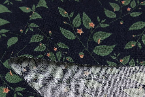 Хлопколен Цветущие веточки цв.чернильный, ш.1.5м, лен-20%, хлопок-80%, 130гр/м.кв - Купава фото 4