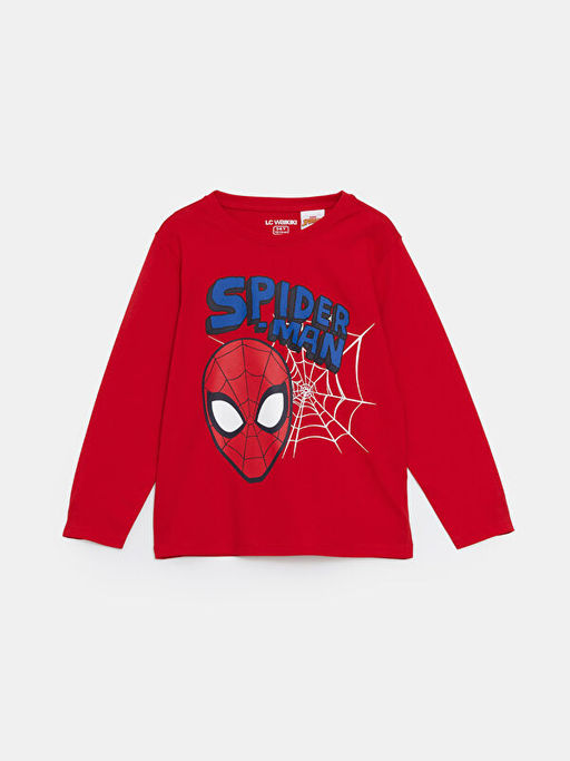 Bisiklet Yaka Spider-Man Bask?l? Erkek ?ocuk Pijama Tak?m?