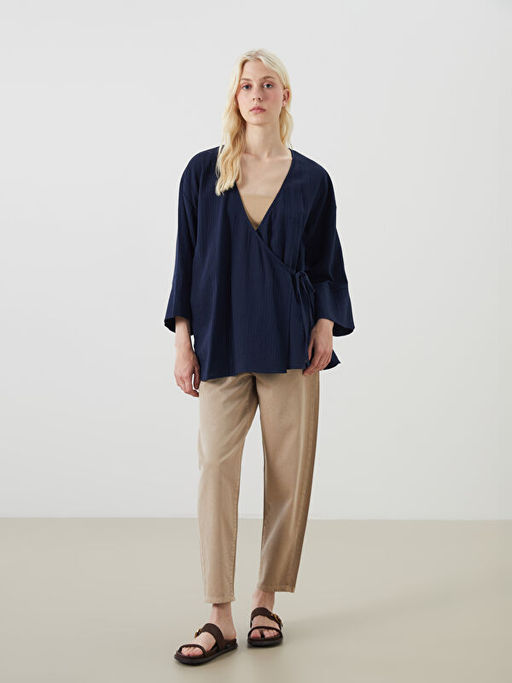 Kruvaze Yaka Dokulu Kad?n Kimono