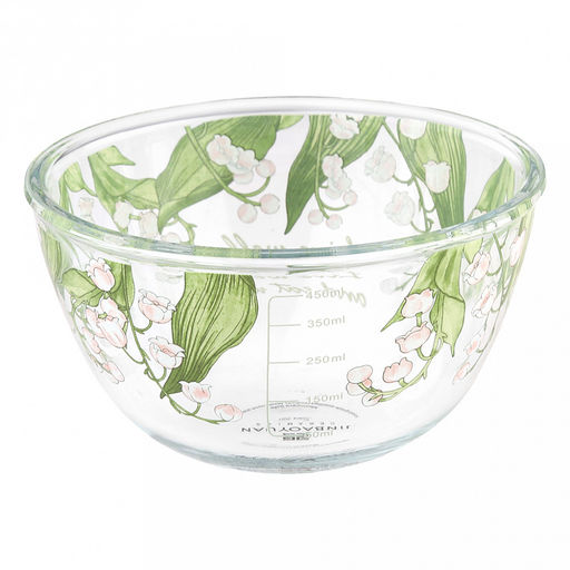 Салатник стеклянный Ландыши 480мл д12,6см h7см, боросиликатное стекло, с деколью, с мерной шкалой (Китай) - Домашняя мода фото 2