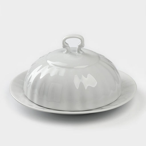 Маслёнка Добрушский завод «Бельё», 500 мл, фарфор, белая