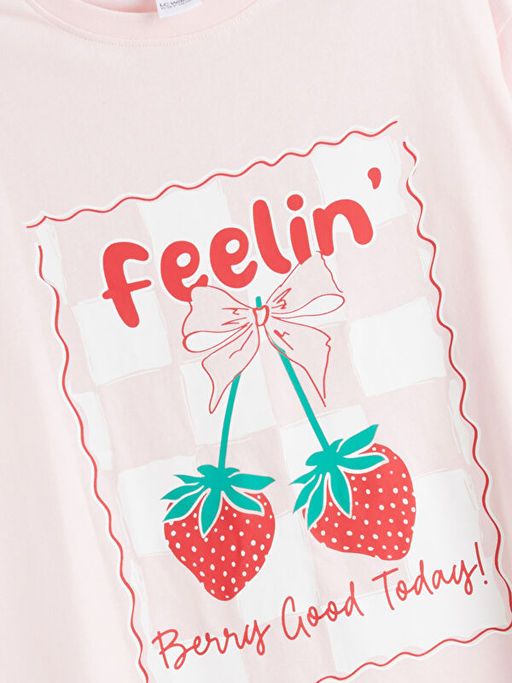 Bask?l? K?z ?ocuk ?ortlu Pijama Tak?m?