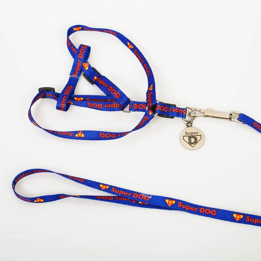 Комплект Super DOG, шлейка 26-39 см, поводок 120х1 см, медальон - Пушистое счастье фото 7