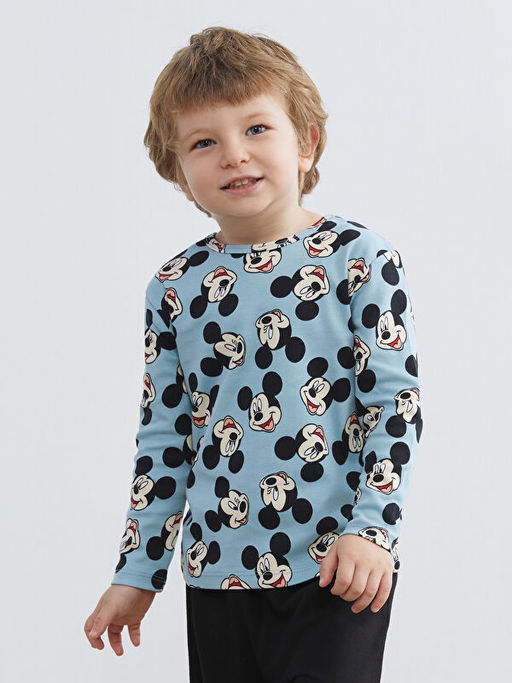 Mickey Mouse Bask?l? Erkek Bebek Pijama Tak?m