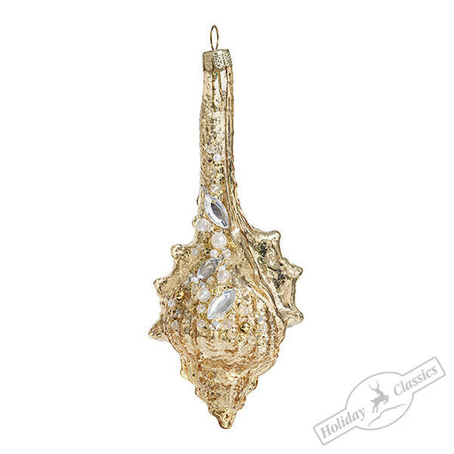 Ракушка Мурекс золотая винтаж (стекло) 6х5х14,5 см