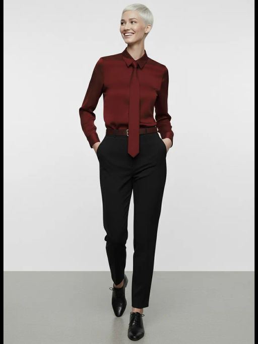 Блузка с галстуком OD-881-6 бордовый - Tantino фото 16