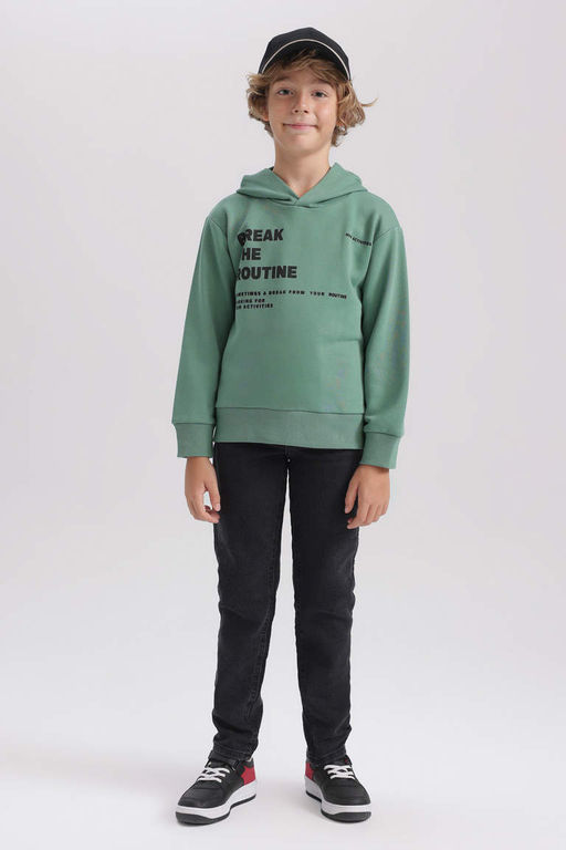 Новая толстовка обычного кроя с капюшоном для мальчиков - Defacto фото 3