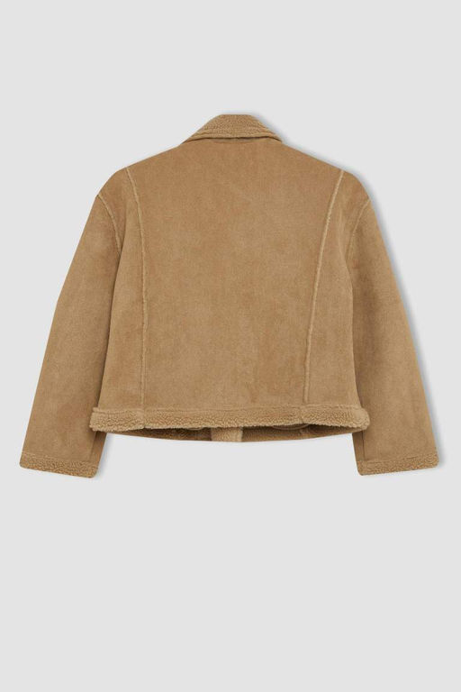 Куртка для девочки с воротником и плюшевой подкладкой - Defacto фото 10