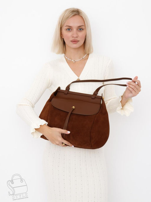 Сумка женская кожаная 1044M brown Polina&Eiterou