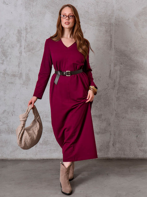 Платье женское с длинным рукавом Марсала