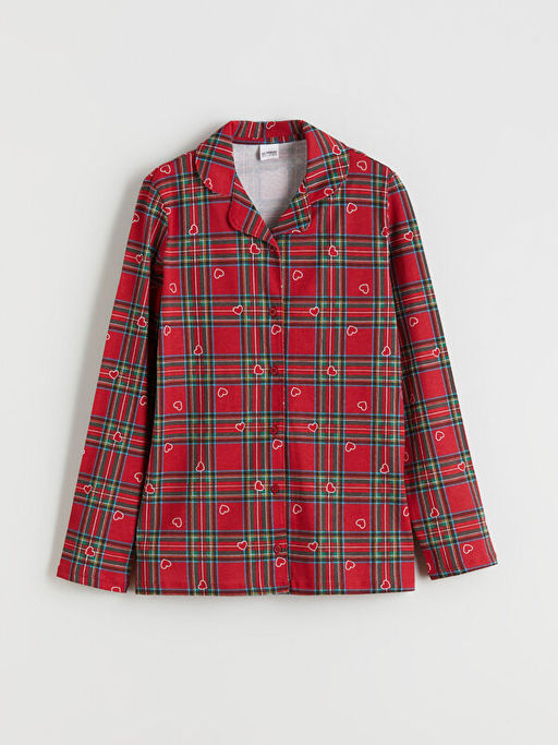 G?mlek Yaka Ekose K?z ?ocuk Pijama ?st