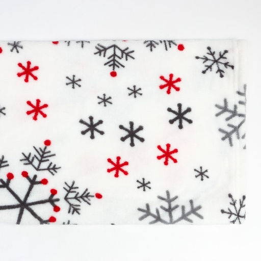 Плед с рукавами светящийся в темноте Этель. Белые снежинки, 150?200 см, корал-флис