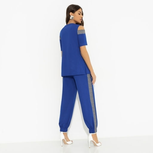 Брючный комплект из трикотажа Нешуточная конкуренция (blue 2 в 1) - Charutti фото 5