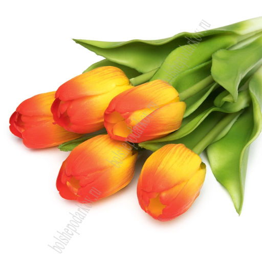 Веточка декоративная "Тюльпан" 32 см (5 шт) SF-8136, желто-красный