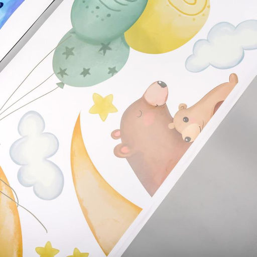 Наклейка пластик интерьерная цветная "Звери и воздушные шарики" 30х90 см набор 2 листа