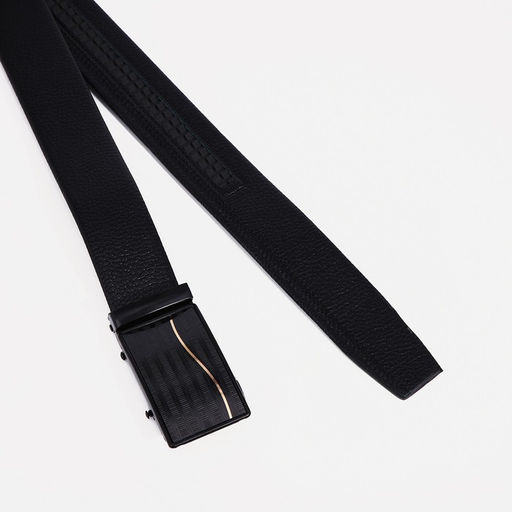 Ремень мужской, ширина 3,5 см, автомат, пряжка тёмный металл, цвет чёрный - Simaland фото 2