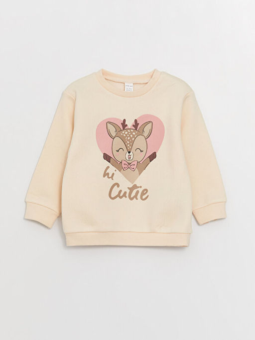 Bisiklet Yaka Uzun Kollu Bask?l? K?z Bebek Sweatshirt 2li - Waikiki фото 2