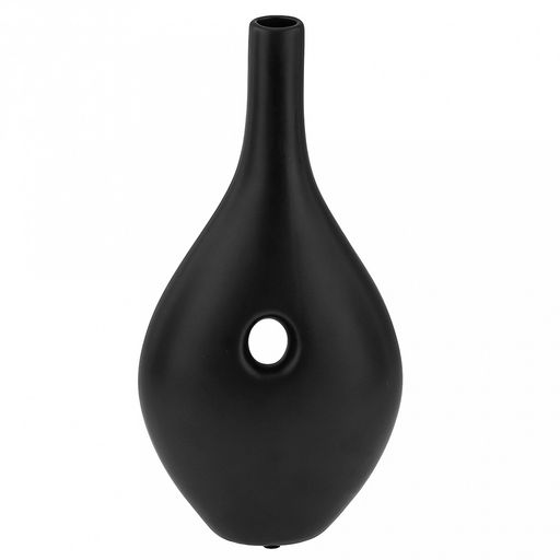 Ваза керамическая "Кейптаун" 1,1л, 15х8,2см h30,5см, д/горла - 2,1см, матовая глазурь, цвет - черный, в коробке (Китай)