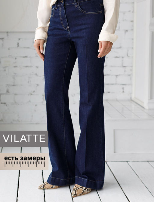 Джинсы Vilatte клеш из денима темно-синий  фото 9