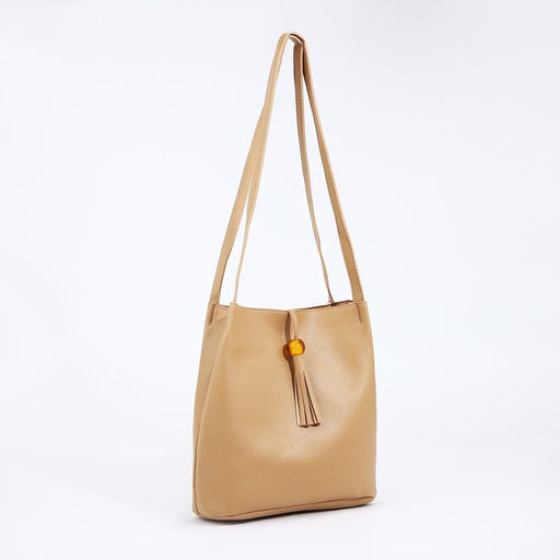 Сумка - мешок женская на магните, 25×10×26 см, бежевая