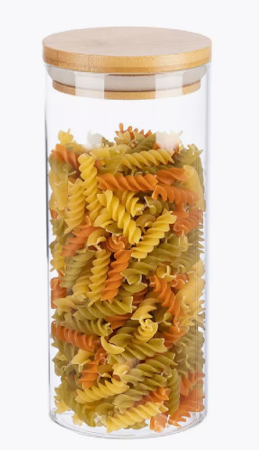 Стеклянная банка для сыпучих продуктов с крышкой BAMBU, объем: 1,3 л арт.004448 - Mallony фото 3