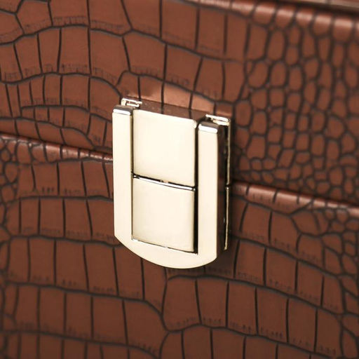 Шкатулка кожзам под часы 8 отделений и бижутерию Рептилия кофейная матовая 9,5х33х20 см - Simaland фото 5