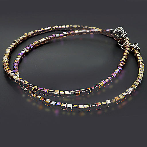 Бусы чокер Кубик хрусталь Лиловые 3мм-38см алмазная огранка