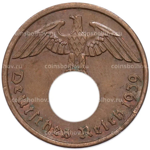 Монета 2 рейхспфеннига 1939 года A Германия