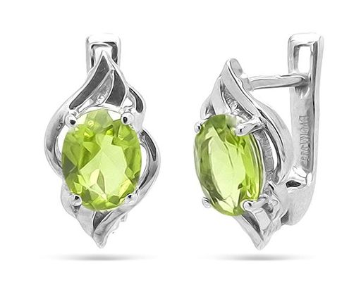 Серьги из серебра перидот, Ольга