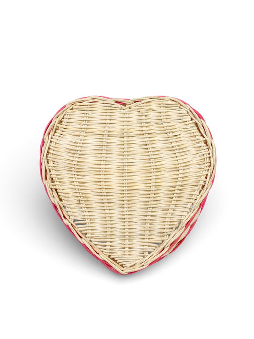 Корзина плетёная, в форме сердечка, набор 3 шт., лоза, кукуруза, с розовой полоской